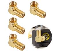 4 Piezas Adaptadores Satélite 90° Angular F, Conectores Coaxial 90 Grados F Macho a Hembra, Adaptador F Type para Televisores, Receptores, Antenas y Satélite, Transmisión de Señal Estable (Oro)
