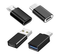 4 Piezas Adaptadores USB C, Micro USB a C, C Hembra a 3.0 Macho, Compatible con MacBook Pro, Samsung Galaxy, PC, Dispositivo USB-C/Micro-USB, etc.(Negro)