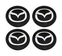 DADYM 4 Piezas Adhesivos para tapacubos para Mazda M2 M3 M5 M6 Axela AZ-Offroad Biante,60mm Tapas Llantas Stickers con la Insignia Silicona Pegatinas Emblema Cubierta Accesorios,Black