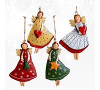 4 Piezas Adornos Arbol Navidad De Metal Angeles, Decoración Colgante De Árbol De Navidad, ángeles Colgantes de Metal en Tonos para Decoraciones para árboles Navidad,Fiestas Navidad,Decoración Bodas