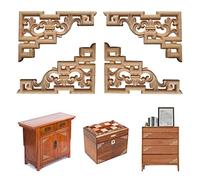 4 piezas Adornos Madera Tallada Madera Aplique de Puerta Sin Pintar de Esquina Aplique de puerta sin pintar de esquina Madera Tallada Onlay Madera Calcomanias para cama puerta armario vestido