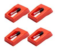 4 Piezas Aguja para Tocadiscos, Agujas de Aguja de Repuesto de Diamante para Tocadiscos, Aguja de Diamante para Tocadiscos de vinilo, LP, fonógrafo (Rojo)