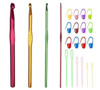 4 Piezas Agujas de Ganchillo, Kit Conjunto de Ganchillo, Aguja Tejer Crochet, Ganchos de Ganchillo de Aluminio, Incluyendo Marcadores de Puntos y Agujas de Plástico con Ojo Grande
