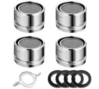 4 Piezas Aireador Grifo M24, Filtro Grifo de Lavabo de Cocina, Carcasa de Latón y Filtro de ABS, Incluye 4 Juntas y 1 Llave Inglesa, Plata