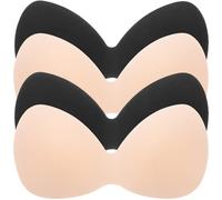 4 Piezas Almohadillas de Sujetador, Extraíbles, Finas Costuras | Nailon y Látex, Realce Natural, Negras, para Bikini Bolsillos y Sujetador