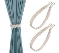 4 Piezas Alzapaños Cortinas, 64cm Algodón Mano Tejer Ventana Cortina Corde, Estilo Simple Accesorio Cortina Accesoriospara Cortinas, Artesanales Cuerdas de Nudos de Cortinas, Beige