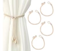 4 Piezas Alzapaños de Cortina, 48cm Abrazaderas Cortinas, Ajustable Cortinas Cuerda Trenzada, para Decoración del Hogar, Oficinas, Hoteles, para Decoración del Hogar, Sin Instalación (Beige)