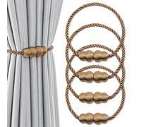 4 Piezas Alzapaños De Cortina Magnéticos,Xiuyer Correas De Imán para Cortina Sujeta Hebillas Cortinas para Decoración del Hogar para La Decoración De La Ventana del Hotel Home Office (Café)