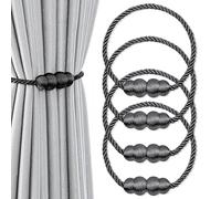 4 Piezas Alzapaños De Cortina Magnéticos,Xiuyer Correas De Imán para Cortina Sujeta Hebillas Cortinas para Decoración del Hogar para La Decoración De La Ventana del Hotel Home Office (Negro)