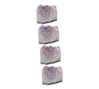 4 Piezas amatista bruto adorno de escritorio piedras caídas cristales grupo home decoracion decoración especímenes minerales adorno de mesa familiar Decorar joya muestra Púrpura