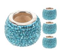 4 Piezas Anillo Decorativo para Reposacabezas de Coche Cristales Azules | Cobre y Rhinestone, Ajuste para Vehículos, Brillo Interior Llamativo, Adecuado para Conductores