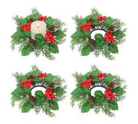 4 Piezas Anillos Velas Navidad 25cm Velas Navidad Decoracion Mesa portavelas Decoracion Navidad guirnaldas para Decoración con Velas para Mesa Navideña