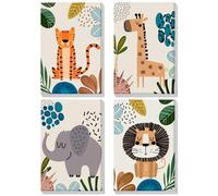 4 Piezas Animal Pintar por Numeros Adultos Niños con Marco, Cuadros para Pintar por Numeros Cartoon, Lona sin Pliegues Pintura al Colorear por Numeros con Caballete, Decoración del Hogar 20x30cm