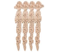4 Piezas Aplique de Madera Tallada Europeo Vintage | Madera Natural sin Pintar, Acabado Pulido y Superficie Lisa, para Reforma Retro y Detalle Decorativo