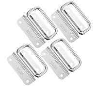 4 Piezas Asa de Acero Inoxidable para Caja de Herramientas, 75x56 mm, Tornillos no Incluidos, Adecuada para Diversos Flight Cases, Cajas de Ferretería, Cajas de Altavoces y Armarios, Color Plata