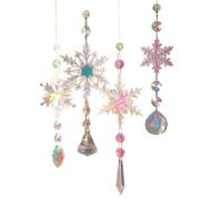 4 Piezas Atrapasoles Cristal,Colgante Cristal, Crystal Suncatcher Ornamento Colgante,Sun Catcher para Ventanas Jardines,Campanas Viento Cristal Atrapasueños para Colgar en Casa, Jardín, Oficina