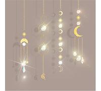 4 Piezas Atrapasoles Cristal Color, Atrapasoles de Luna Creciente de Metal Hermoso, Adorno de Prisma Colgante de Arcoíris,Colgante de Bola de Cristal Decoración para Ventana de Balcón(4 Estilos)