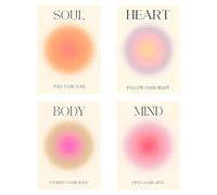 4 piezas Aura Ángel Números Pósteres, carteles abstractos de aura Conjuntos de Póster Espiritual Inspirador Lienzo Arte decoración de pared pastel para Habitaciones Estética sin Marco
