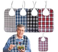 4 Piezas Babero Para Adulto, Miga Catcher Reutilizable Máquina Lavable, Mantiene Mealtime Aseado Para Hombres, Mujeres y Ancianos