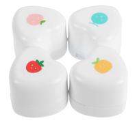 4 piezas Bálsamo Labial Sabor, Corazón 3,5x3,5x3,5 CM, portátil | Plásticos, Aceite Mineral y Cera, Acabado Glowy, para Labios Sensibles, Uso Diario y Bolsillo