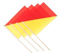 4 Piezas Bandera de Árbitro de Señalización Manual | Poliéster Rojo y Amarillo, Agarre Cómodo, para Voleibol Playa y Hockey sobre Césped, Uso Exterior
