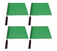4 Piezas Bandera de Árbitro Deportivo Verde Mango Acolchado Poste | Acero Inoxidable, Tela de Algodón, Señalización Manual para Fútbol al Aire Libre y Otras Actividades Deportivas