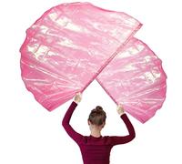 4 Piezas Banderas de Adoración, 140 cm Banderas de Danza de Alabanza con Palo Telescópico Semicírculo Banderas de Adoración para Iglesia de Danza para Niños Adultos (Rosa Transparente)