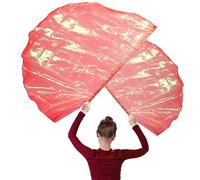 4 Piezas Banderas de Adoración, 140 cm Banderas de Danza de Alabanza con Palo Telescópico Semicírculo Banderas de Adoración para Iglesia de Danza para Niños Adultos (Rojo Brillante Transparente)