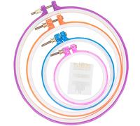 4 Piezas Bastidores para bordados Ajustable, Aros de Bordado Multicolor para Punto de Cruz y Manualidades Costura a Mano