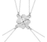 4 Piezas, BFF Collares Trébol de Cuatro Hojas para 4 Niñas, Best Friends Collares, Collar de Amistad Magnéticos, Regalos de Amistad Joyería de San Valentín para Niñas Mujeres Amigos Hermanas, Plata