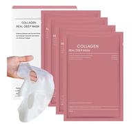 4 Piezas Bio Collagen Mask, Bio Collagen Real Deep Mask, Mascarilla Facial Colageno, Mascarilla Bio Colágeno Noche, Hidratación Profunda, Mejora de la Elasticidad Reduce Líneas Finas y Arrugas