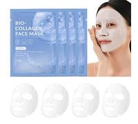 4 Piezas Bio Collagen Real Deep Mask, Colágeno Mask Overnight, Antiarrugas Lifting Facial Mask, Mascarilla Facial Hidratante, Reduce Líneas Finas y Arrugas, Minimiza los Poros