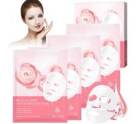 4 Piezas Bio Collagen Real Deep Mask, Mascarilla Facial Bio-Collagen, Mascarilla Coreana de Colágeno, Mascarilla Facial Colágeno Noche, Cuidado Hidratante y Nutritivo Profundo