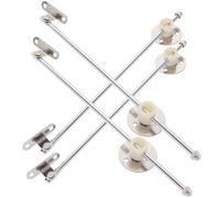 4 Piezas Bisagra de Soporte para Tapa Amortiguador, Plata | Hierro y Metal, Diseño de Buffer Completo, Base Redonda y Orificios Triangulares, para Cajas y Estanterías