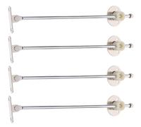 4 Piezas Bisagra de Soporte para Tapa de Armario de Cocina, Plata | Hierro y Metal, Diseño Amortiguador de Cierre Suave, Base Redonda Orificios Triangulares