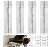 4 Piezas Bisagra Piano, 120mm× 25mm Acero Inoxidable Bisagra Plegable con 32 Tornillos Bisagras para Puertas de Armarios Pianos y Puertas