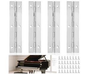 4 Piezas Bisagra Piano, 120mm× 25mm Acero Inoxidable Bisagra Plegable con 32 Tornillos Bisagras para Puertas de Armarios Pianos y Puertas
