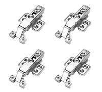 4 piezas Bisagras de armario, Bisagras armario cierre suave, Bisagra armario plegable con tornillos, Silenciosas hidráulicas (Curva recta/cobertura completa)