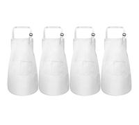 4 Piezas Blanco Delantales para Niños, Infantil Delantal con 2 Bolsillos para Niños Niñas, Ajustable Niñito Delantales de Cocina Chef Cocinero para Cocinar Hornear Pintura Artesanía (7-13 Años)