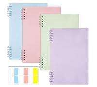 4 Piezas Bloc de Notas Espiral A5, Cuaderno Rayado con 60 Piezas índices Adhesivos, Cuaderno de Notas para Dibujo Artístico Notas de Aula Diario de Viaje Listas de Tareas