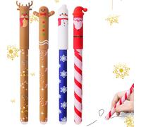 4 Piezas Bolígrafo de Gel Navideño, Juego de Bolígrafos de Gel Papelería, Escribiendo Borrable Escuela Navidad Chicas Tinta, Christmas School Gifts Set for Students, Kids, Colleagues (0.4mm) (Negro)