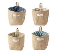 4 Piezas Bolsa de Almacenamiento de Yute de Algodón, Bolsa de Almacenamiento para Colgar, Cesta de Almacenamiento Plegable, 4 Colores, para Guardar Cosméticos, Llaves, Juguetes