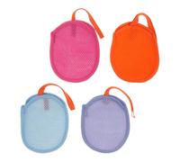 4 Piezas Bolsa de Malla para Jabón Exfoliante de Poliéster Ovalada | Triple Capa de Malla, con Asa para Colgar y Secado Rápido, para Barra Hecha a Mano