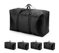 4 Piezas Bolsas de Almacenamiento Grandes de 105 Litros, 600D Oxford Bolsas de Mudanza Resistentes con Cremallera y Asa, Bolsa de Transporte Impermeable para Mudanzas, Edredones, Ropa de Cama, Negro