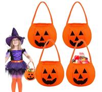 4 Piezas Bolsas De Dulces De Calabaza Halloween Bolsa De Dulces De Calabaza Cesta Portátil De Bolsa De Cala baza Hallo ween Pumpkin Candy Bag Para Fiestas De Hallo ween Para Niños