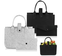 4 Piezas Bolsas de Fieltro Shopper, 2 Grandes Cesta de La Compra de Fieltro Plegable con 2 Pequeñas Bolsas de Fieltro, Cesta para Leña de Chimenea, Los Juguetes, Ir de Compras, Salir