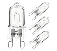 4 Piezas Bombilla Halógena G9 25W 230V, Bombilla Halógena para Horno, Microondas, Lámpara Cocina, Resistente al Calor 300°C Luz Blanca Cálida 360°, Vida útil Hasta 2000 Horas nergética G