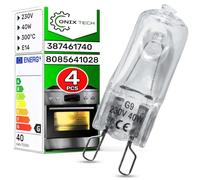 4 Piezas Bombilla Halogena G9 para Horno 40W 230V 300°С 3874617404 para Aeg | 387461740/4 808564102/8 8085641028 para Electrolux - Garantía de 5 Años - ONIX TECH