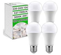 4 Piezas Bombilla LED E27 12W 1100Lm - Bombillas LED Luz Calida 3000k