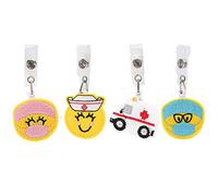 4 piezas bordado dibujos animados insignia carrete ID nombre titular de la tarjeta clip de sellado regalos para enfermera profesora voluntaria suministros de oficina tela plástico